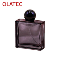 OLATEC 50 100ML Botella de Perfume de Vidrio Negro con Tapa a Presión, Tapa Geométrica, Opción de Logotipo Personalizado, Envase de Fragancia de Lujo