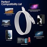 Câbles de type C certifiés CE, longueur 6 pieds, câble de données 60W USB C vers C, câble de charge rapide USB-C pour téléphone portable 6 pieds (2 m)
