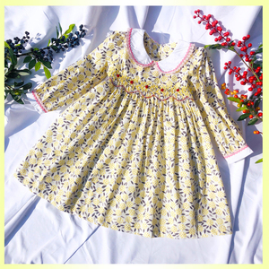 2021 nuovi Vestiti A Maniche Lunghe Vittoriano Risvolto Bambino Smocked Vestito <span class=keywords><strong>Per</strong></span> La Ragazza 3-7 Anni Con L'arco - Product Image 4