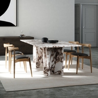 SHIHUI Design de luxe personnalisé pierre naturelle de haute qualité 10 places Rectangle Calacatta Viola Table de salle à manger en marbre italien