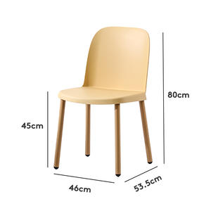 Modern Minimalist Plastic <b>Dining</b> <b>Chair</b> With Wood Legs <b>Stackable</b> For Home Office Meeting Use - Product Image 5