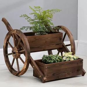 Boîte à fleurs et étagère créatives en bois brûlé pour l'extérieur - Product Image 3