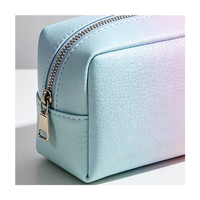 Pochette de maquillage imperméable en cuir PU grain litchi avec logo personnalisé, vente en gros, pour femmes, pour usage quotidien et de voyage