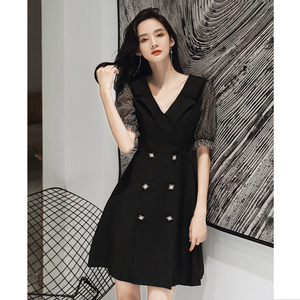 Abito in <span class=keywords><strong>pizzo</strong></span> <span class=keywords><strong>nero</strong></span> dal design semplice 2026, comodo abito in <span class=keywords><strong>pizzo</strong></span> da donna con motivo floreale - Product Image 1