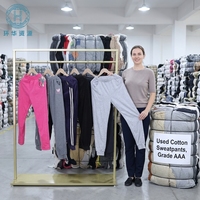 Stock d'entrepôt : Pantalons de survêtement en coton usagés, Joggers d'occasion en gros, Vêtements de détente chauds à cordon de serrage, Vêtements usagés en excellent état pour la revente