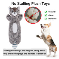 Jouet en peluche pour chien, sans rembourrage, écologique, motif dessin animé, couineur, froissable, plat, durable, interactif, anti-anxiété