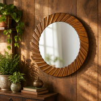 Miroir mural décoratif style nordique, accent décoratif pour la maison, 76,2*3,18*76,2CM, miroir mural en bois antique pour la décoration intérieure