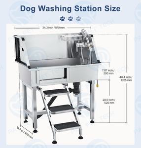 بات الحيوانات الأليفة تخصيص 34 بوصة الفولاذ المقاوم للصدأ الحيوانات الأليفة الاستمالة حوض استحمام الكلب الصغير مع الدرج - Product Image 6