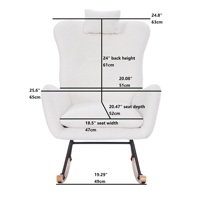 Chaise de chambre d'enfant à bascule, fauteuil Teddy avec base en bois, bascule pour bébé avec appui-tête et poche latérale pratique, blanc pur