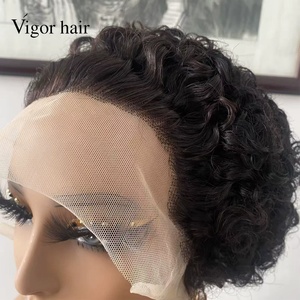 Parrucca <span class=keywords><strong>Pixie</strong></span> Cut all'ingrosso 13x4 Full Lace in Capelli Umani, Senza Colla, Pronta da Indossare, con Ricci Raw Bumese, in Capelli Vergini per Donna - Product Image 5