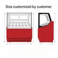 Vitrine Réfrigérée Commerciale pour Gelato 10/12 Bacs avec Vitrine en Verre et Refroidissement par Ventilation