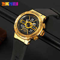 Montres numériques Skmei 2227 pour hommes, bracelet en silicone, quartz, électronique, double affichage, horloge, montre LED pour homme, montres de sport de plein air pour hommes