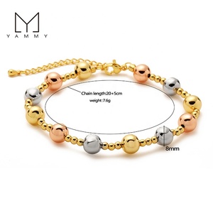<span class=keywords><strong>Argent</strong></span> Rose Or Or Couleur Bracelets Vague Boule Chaîne Électrolytique Polissage Collier Ras Du Cou Cadena De Bolas Onduladas - Product Image 2
