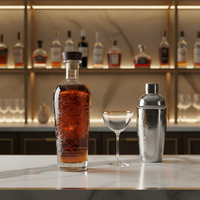 Bouteilles de verre rondes pour whisky, liqueur et jus, avec bouchons, design personnalisé mat/givré en relief, capacité personnalisable, best-seller