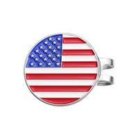 Marqueur de balle de golf magnétique avec logo personnalisé Marqueur de balle de golf en métal avec clip pour chapeau Logo drapeau américain Design Marqueurs de golf