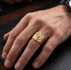 DIVYORO Elegant Gold Plated <b>Finger</b> <b>Ring</b> for Men Copper and Brass Fashion Jewelry Classic Style with Premium Craftsmanship - Product Image 4