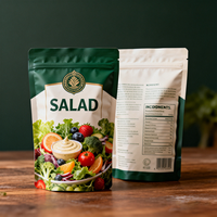 Sacs personnalisés en aluminium thermoscellables écologiques pour emballage alimentaire, sacs à fermeture éclair verticaux pour légumes et salades