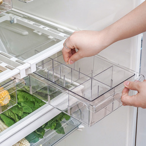 8 Grids PET Plastic fridge organizer Fridge Drawer Food Organizer Food Storage Bins for Kitchen Freezer Fridge Organizer