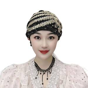 YASEEN Fashionable Headscarf with Mesh Fabric, Cross Forehead Scarf, Indian Crystal Headscarf, Muslim Hat, Eco-friendly - Product Image 2