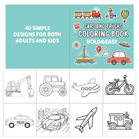 Vente en gros de livres de coloriage personnalisés pour enfants, livres de dessin pour l'éducation précoce des enfants, impression de livres de couleur de voiture et de camion de dessin animé mignon