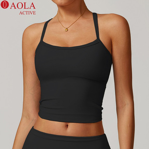 Sujetador Deportivo Largo para Mujer, Cuello en U, Sin Varillas, Acolchado, para Yoga, Camisola Corta, <span class=keywords><strong>Top</strong></span> Deportivo - Product Image 4