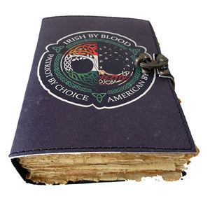 Carnet de notes vintage fait main avec motif Arbre de Vie, en papier à bords frangés et couverture en cuir imprimée, pour hommes et femmes - Product Image 6