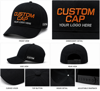 Gorras Trucker de Fabricante con Visera Alta, Laterales Personalizados, Logotipo Bordado, 5 Paneles, Negras, Cierre a Presión