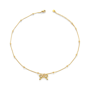 Collier en acier inoxydable 316L plaqué or PVD avec pendentif nœud pour femme, bijoux tendance - Product Image 2