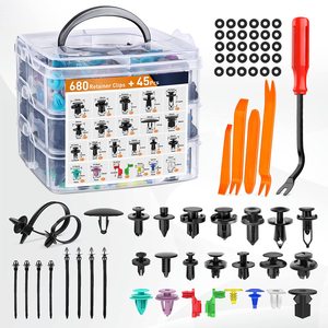 Bộ kẹp giữ xe hơi & phụ kiện cố định ô tô 725 món - 23 kích cỡ phổ biến, đinh tán cản xe, 10 dây buộc và dụng cụ tháo lắp - Product Image 1