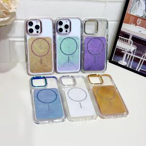 เคสโทรศัพท์แม่เหล็กแบบ 2-in-1 พร้อมแผ่นกลิตเตอร์สำหรับ <span class=keywords><strong>iPhone</strong></span> 17 16 <span class=keywords><strong>Pro</strong></span> <span class=keywords><strong>Max</strong></span> ขอบกล้องชุบเคลือบป้องกันการตกกระแทก - Product Image 1