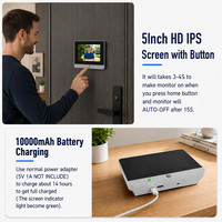 Sonnette vidéo intelligente Tuya WiFi 5 pouces avec caméra de visiophone, 2MP HD, grand angle, détection de mouvement PIR, vision nocturne