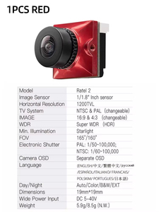 Caddx Ratel <span class=keywords><strong>2</strong></span> FPV 赛车无人机微型摄像头 165 FOV <span class=keywords><strong>2</strong></span>.1mm NTSC PAL 可切换 16:9 4:<span class=keywords><strong>3</strong></span> HDR 夜视无人机摄像头配件 - Product Image 6