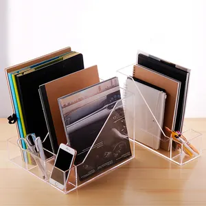 Clear Perpex Plexiglass 4ส่วนขาตั้งสำนักงานกล่องอุปกรณ์เสริม Divider อะคริลิค Organizer