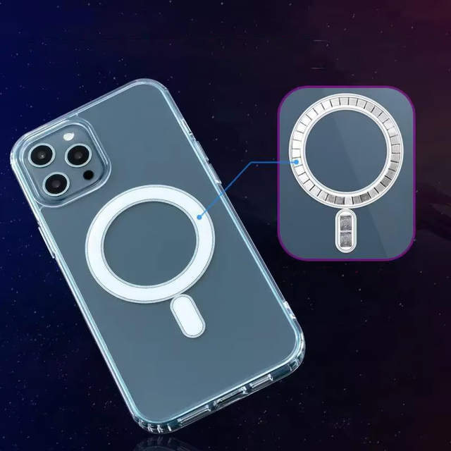 Clear Logo Shockproof Wireless Charging Phone Case for iPhone 17 16 15 14 13 Pro Max Transparent Safe Magnetic Mobile Cover