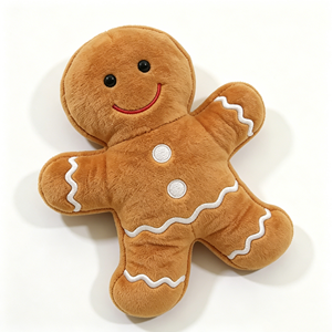Peluche Personalizado de Hombre de Jengibre Navideño, Color Marrón Suave con Bordado Blanco, Adorable Hombre de Jengibre para las Fiestas - Product Image 5