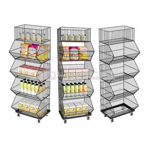 <strong>High</strong> <strong>Quality</strong> Black Metal <strong>Wire</strong> <strong>Display</strong> Stand Independent Grid Panel Merchandise <strong>Rack</strong> for Supermarket Store Use - Product Image 1