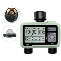 Programmateur d'arrosage automatique pour tuyau d'arrosage de jardin extérieur à 2 zones, programmable, avec robinet, avec certifications CE, RoHS, FCC, UKCA
