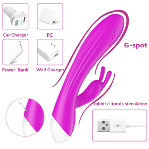 Vibratore da donna con 10 modalità di vibrazione con doppio motore USB prodotti da massaggio in Silicone coniglio giocattolo del sesso impermeabile - Product Image 4