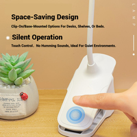 Lampe de bureau LED moderne blanche pour étudiants, protection oculaire, rechargeable par USB, luminosité réglable, contrôle tactile pour l'étude et la lecture