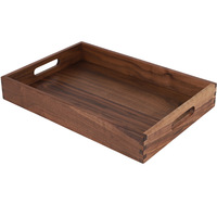 Plateau de service en bois de noyer massif, 2 tailles, 42 x 34 cm, bord profond de 6 cm, pour table basse, coiffeuse, décoration intérieure, rangement de cuisine, vente en gros