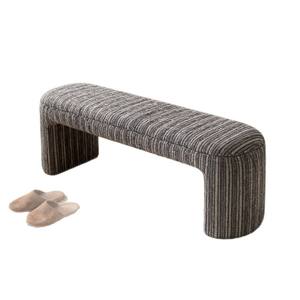 Banco Moderno Minimalista con Diseño Tapizado a Rayas y Acolchado para el Pie de la Cama, Entrada o Sala de Estar - Product Image 4