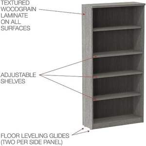 Librería Alera Valencia Series de Cinco Estantes, Gris Rústico, 31.75w X 14d X 64.75h, para Oficina en Casa o Sala de Estar - Product Image 2