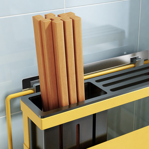 <b>Kitchen</b> <b>Storage</b> <b>Rack</b> Knife Holder Cutting Board Stand Multi Functional Wall Mounted Stainless Steel Countertop Organizer - Product Image 4