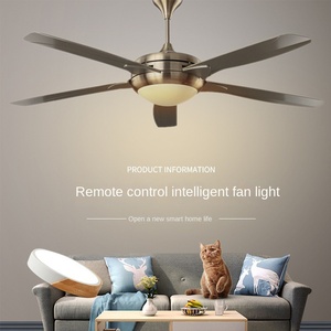 พัดลมเพดาน LED 52นิ้วคุณภาพสูง5ใบพัดรีโมทคอนโทรลสีขาวโมเดิร์น DC มอเตอร์เหล็ก - Product Image 3