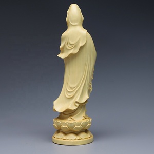 Figuras Espirituales de Kuan Yin de Primera Calidad, Exquisita Estatua de Buda Guanyin Tallada a Mano en Madera de Boj China, Decoración para el Hogar - Product Image 4