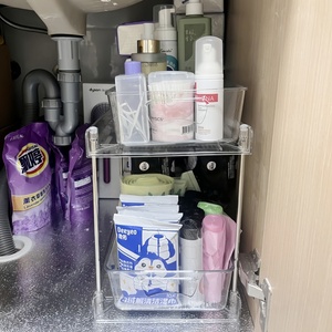Standing Kitchen Plastic Clutter <strong>Organizer</strong> Put Out Under Sink Drawer 2 Tier Rack <strong>Bath</strong> Room Storage Stands - Product Image 2