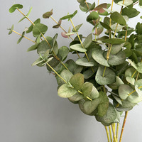 Tige longue d'eucalyptus artificiel avec feuilles imprimées motif Dollar Argenté pour la décoration de vases à la maison et les arrangements floraux de mariage