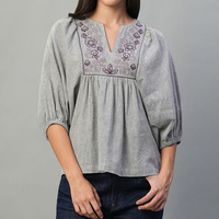 Blouse tricotée et tissée imprimée décontractée style vintage moderne pour femme, col rond, manches longues, coupe droite, séchage rapide