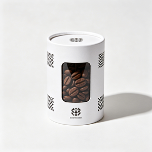 Boîte en papier cylindrique personnalisée avec fenêtre transparente en PET, tube recyclable pour l'emballage des grains de café, logo personnalisé - Product Image 6