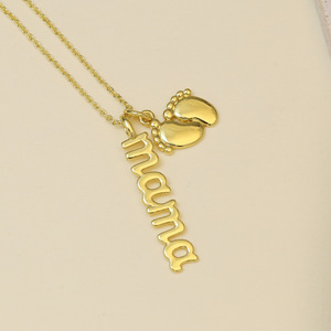 <span class=keywords><strong>Collana</strong></span> MAMA Charms con piedi ciondolo catena <span class=keywords><strong>collana</strong></span> <span class=keywords><strong>festa</strong></span> <span class=keywords><strong>della</strong></span> <span class=keywords><strong>mamma</strong></span> in rame con 18K placcato oro placcato gioielli - Product Image 3